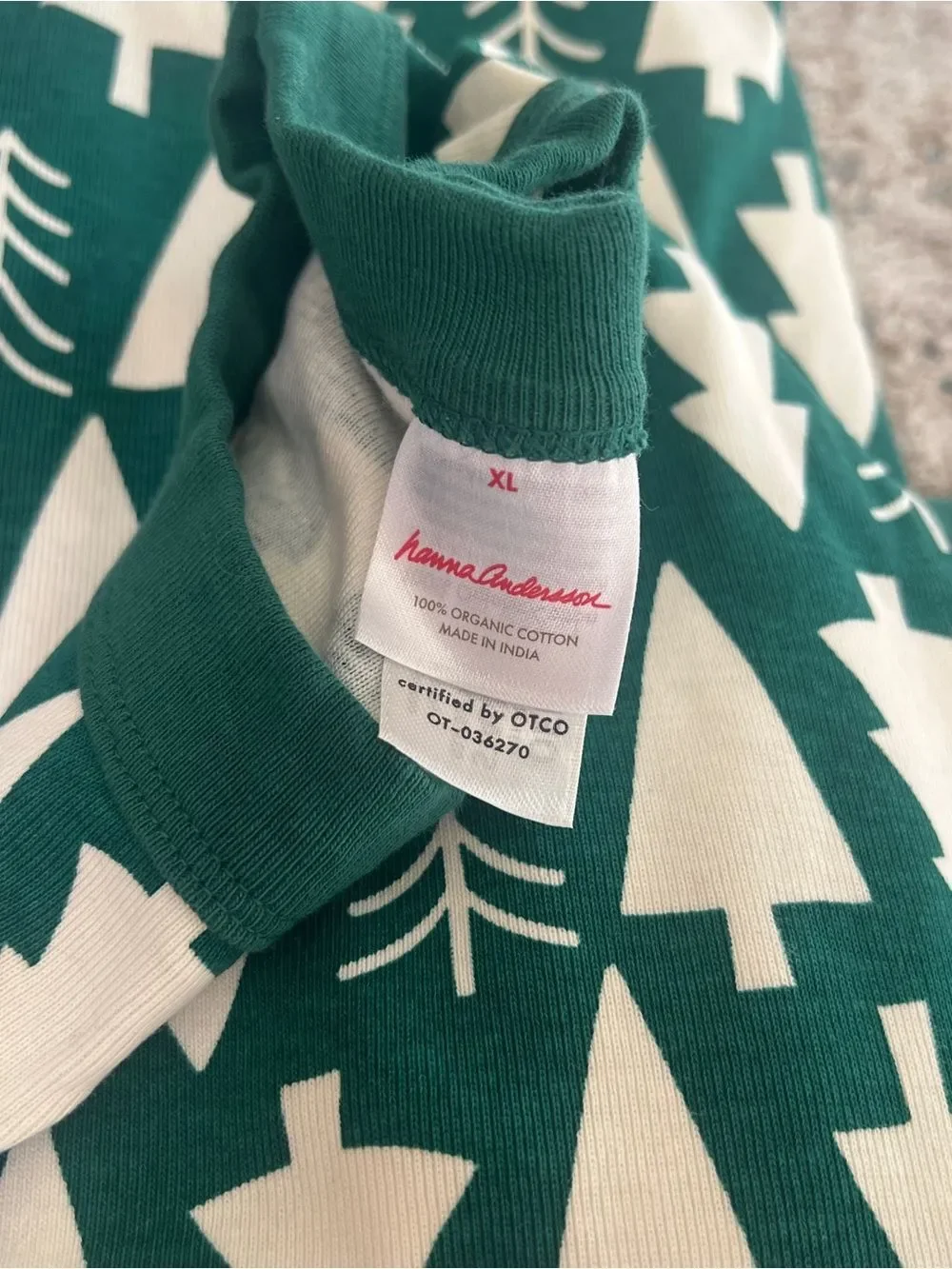 Hanna Andersson Women’s XL Christmas Tree Green Pajama Set Long Sleeve